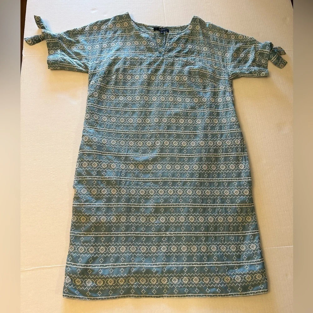 Madewell blue & ivory embroidered fully lined shift dress in size XS. K10 - Picture 6 of 15